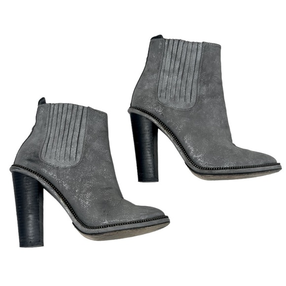 Opening Ceremony Boho Metallic Leather Ankle Boot Gray Western Revival Sz 39 US7 - Picture 5 of 15